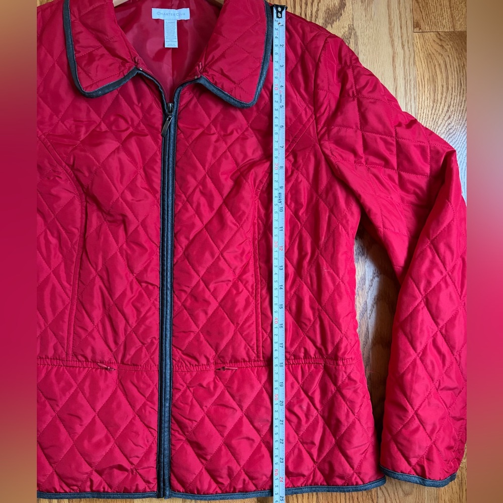 Charter Club Quilted Red Zip Lightweight Jacket w/Zipper Pockets - Picture 5 of 9